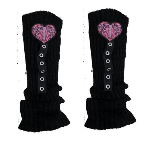 Leg Warmers Punk Embroidery Skull