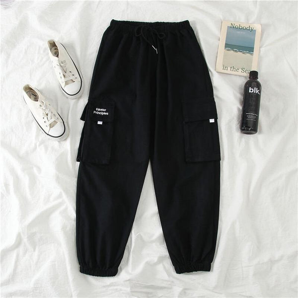 Loose Hoodie and High Waist Street Fashion Cargo Pants