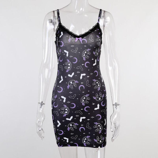 Moon Bats Lace Trim Dress