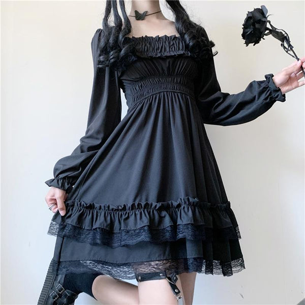 Dark Lace Bubble Dress