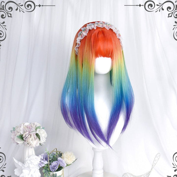 Rainbow mid-length wig