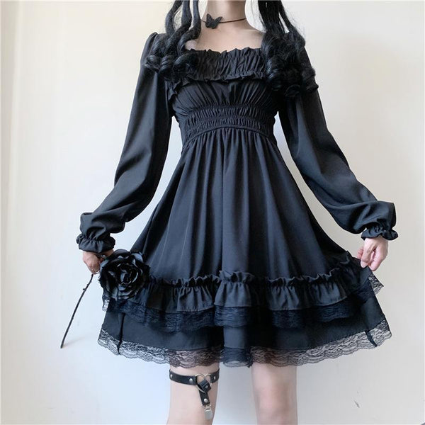 Dark Lace Bubble Dress