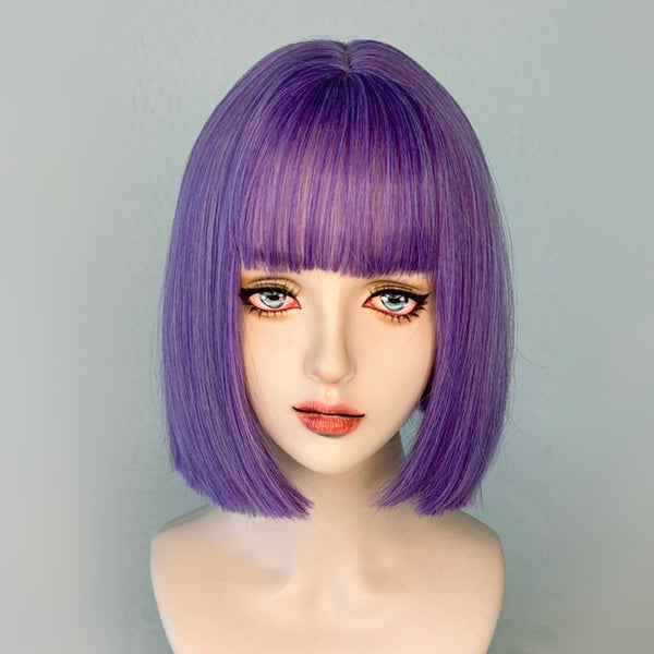 Purple short straight wig KF82223