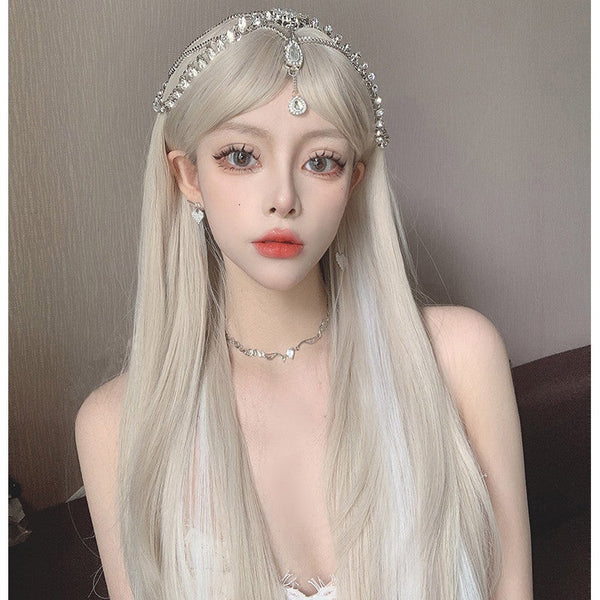 White long straight wig KF82023