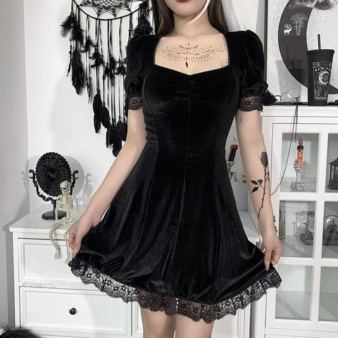 Square Neck Puff Sleeves Dress