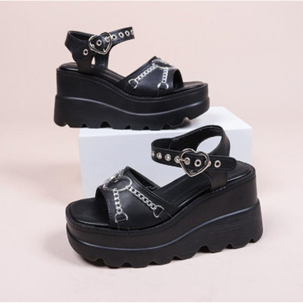 Heart Buckle Ankle Sandals