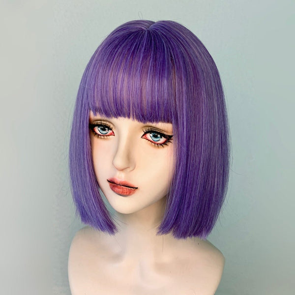 Purple short straight wig KF82223