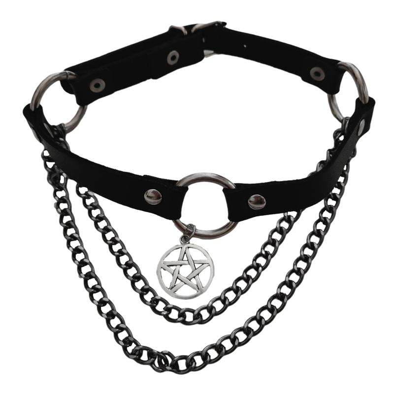 Double Chain Five-Pointed Star Choker