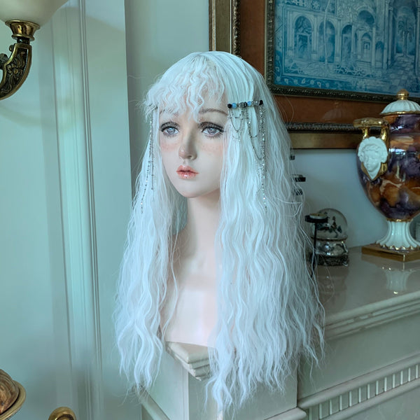 White wool roll wig  kf82504