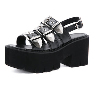 Metal Buckle Platform Sandals