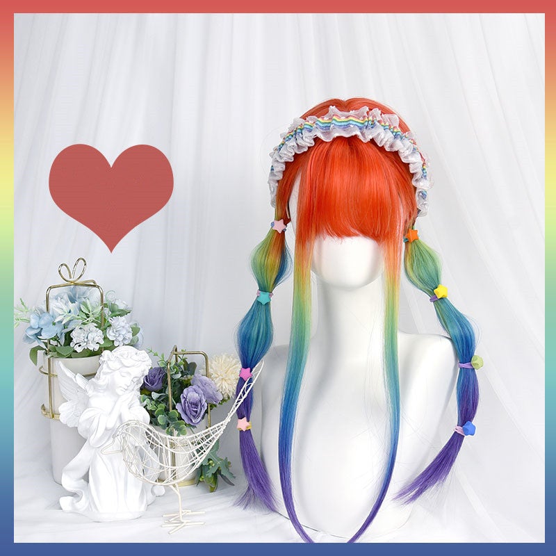 Rainbow mid-length wig