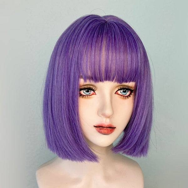 Purple short straight wig KF82223