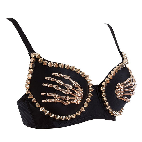 Skull Hand Studded Bra