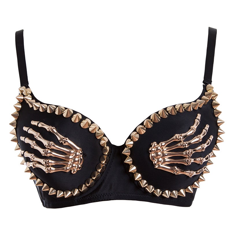 Skull Hand Studded Bra