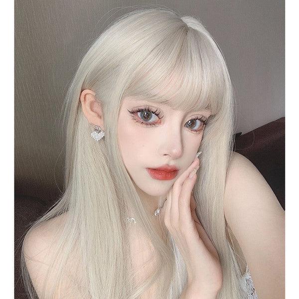 White long straight wig KF82023