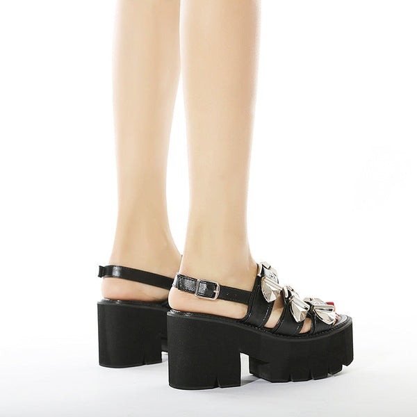 Metal Buckle Platform Sandals