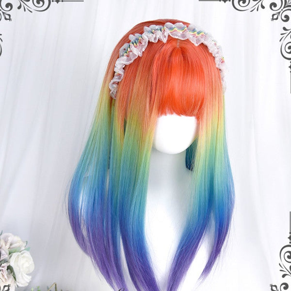 Rainbow mid-length wig