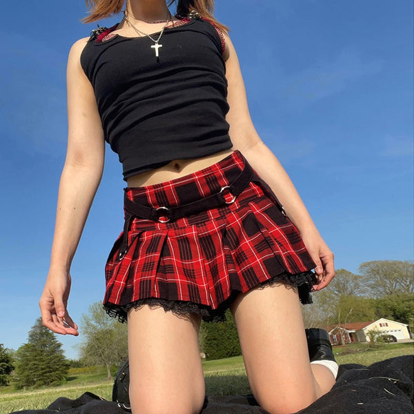 Plaid Lace Skirt