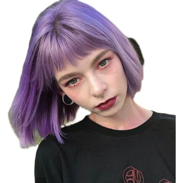 Purple short straight wig KF82223