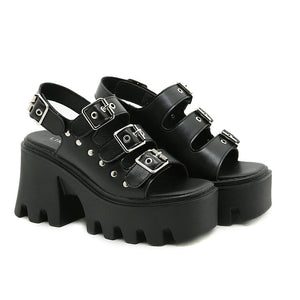 Rivet Buckle Ankle Sandals