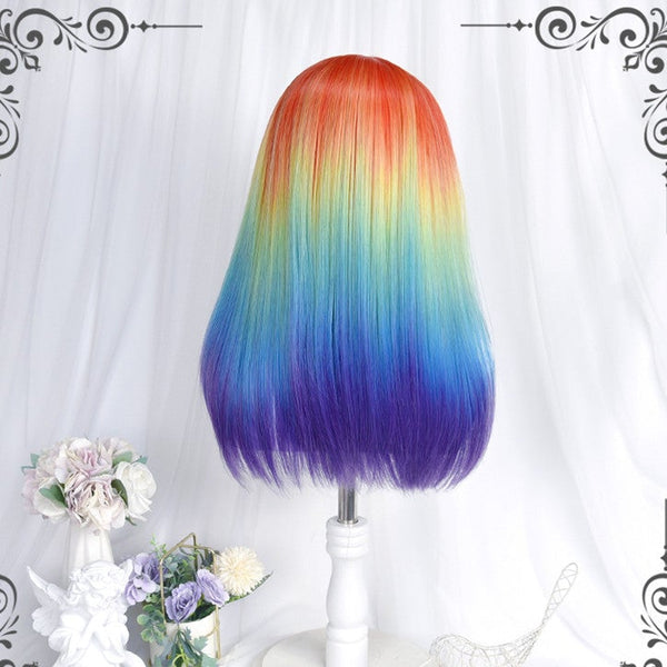 Rainbow mid-length wig