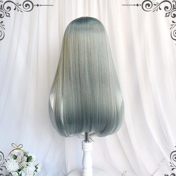 Green long straight wig KF82106