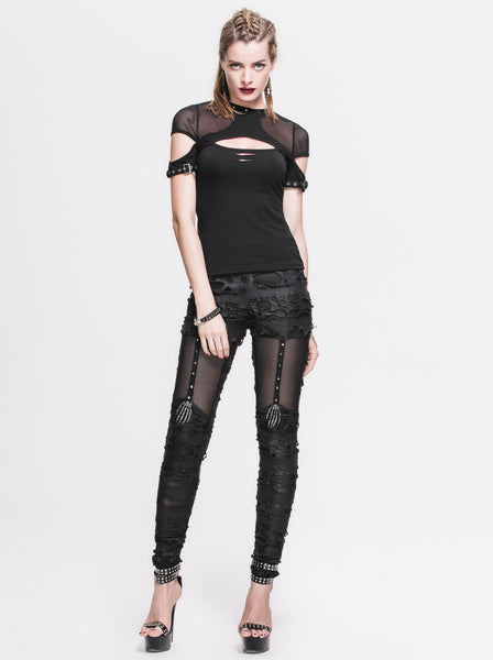 Gothic Skeleton Ripped Knitted Leggings