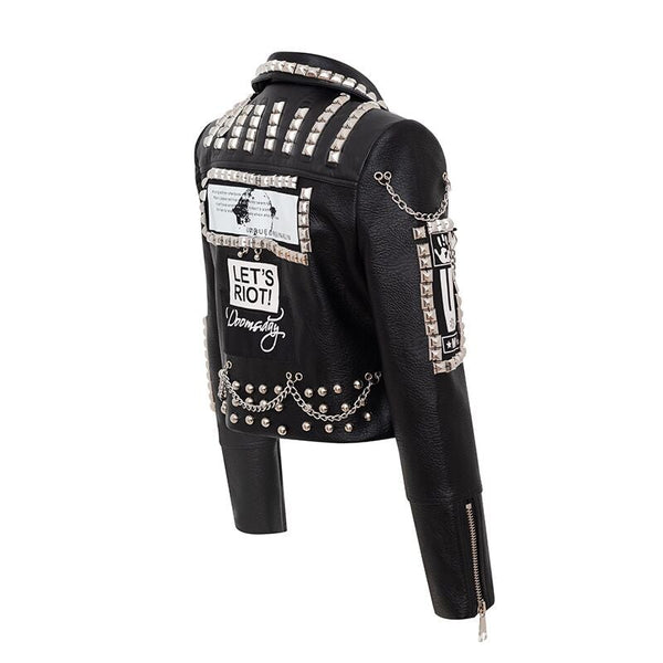 Punk Graffiti Printed Leather Jacket