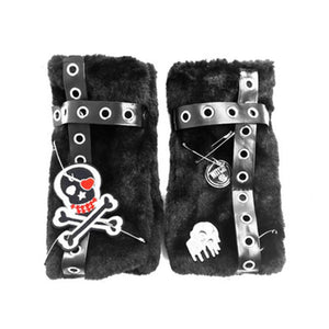 Punk Skull Plush Gloves