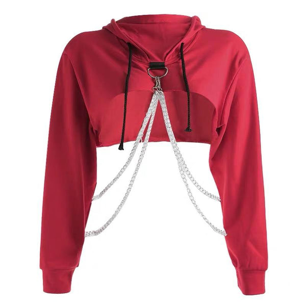 Punk Suspender Cropped Hoodies