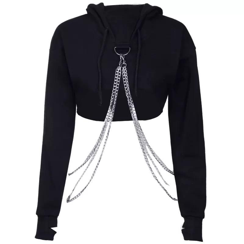 Punk Suspender Cropped Hoodies