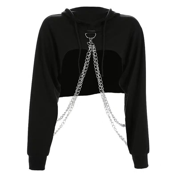 Punk Suspender Cropped Hoodies