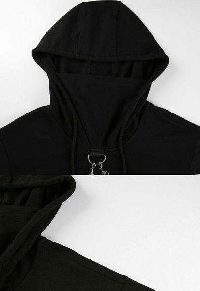 Punk Suspender Cropped Hoodies