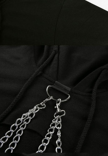 Punk Suspender Cropped Hoodies