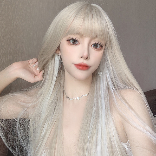 White long straight wig KF82023