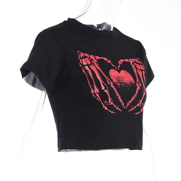 Red Skeleton Print T-Shirt