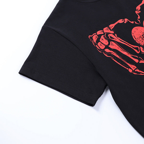 Red Skeleton Print T-Shirt