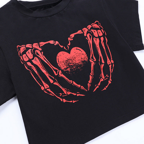 Red Skeleton Print T-Shirt