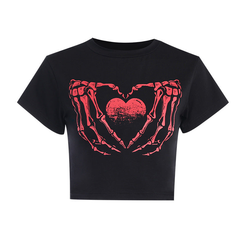 Red Skeleton Print T-Shirt