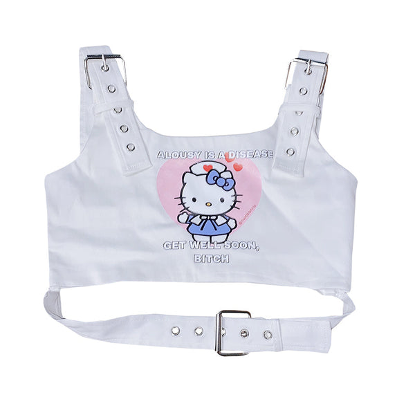 Rice Grain Top Vest Print Kawaii Kukuromi Dog