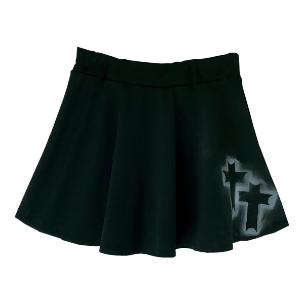 Black Cross Inkjet Punk Skirt