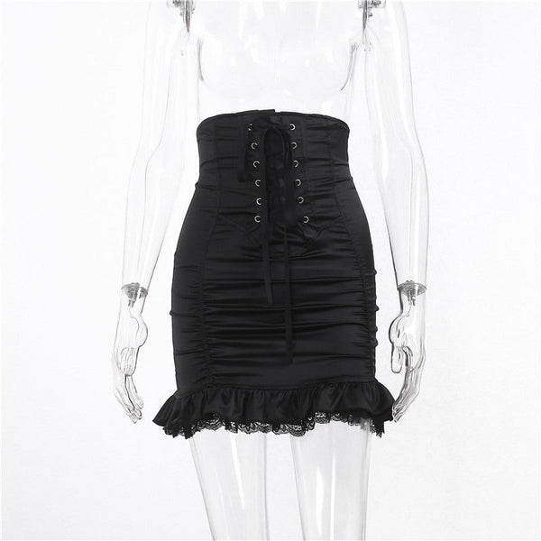 Strap Lace High Waist Half Body Skirt