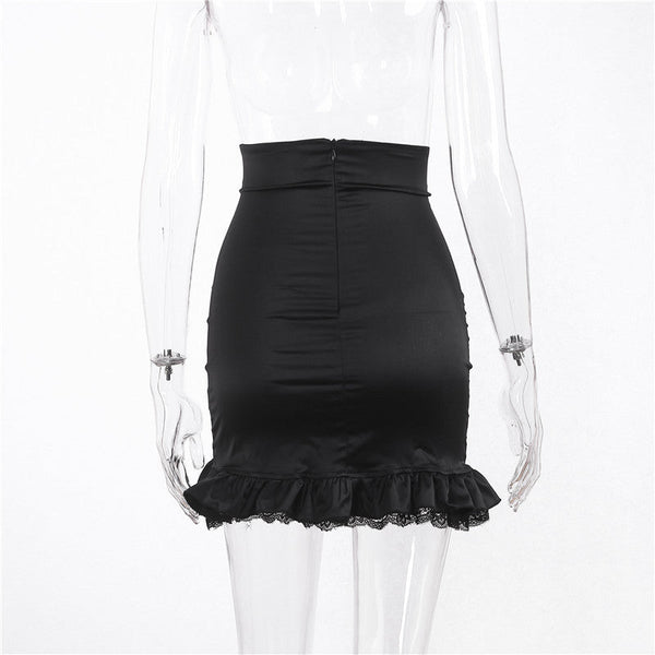 Strap Lace High Waist Half Body Skirt