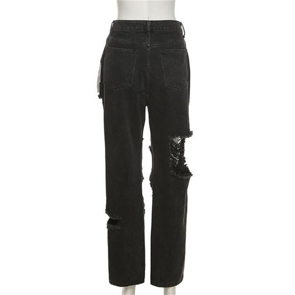 Streetwear Ripped High Waist Pants