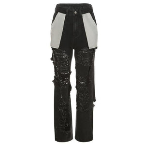 Streetwear Ripped High Waist Pants