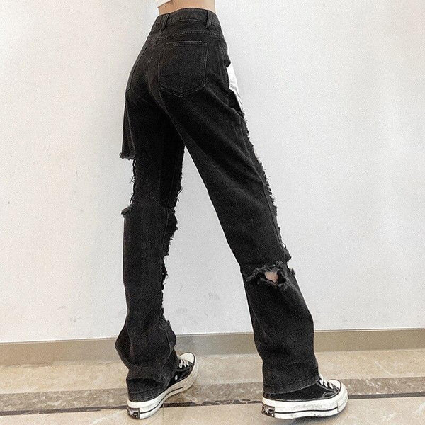 Streetwear Ripped High Waist Pants