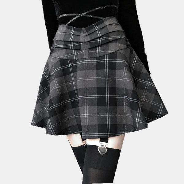 Sweet Cool Black and Gray Check Skirt