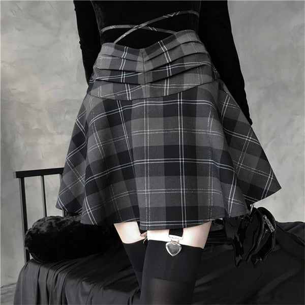 Sweet Cool Black and Gray Check Skirt