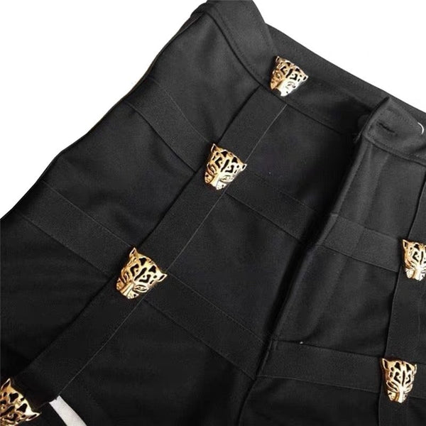 Tiger Garter Black High Waist Shorts