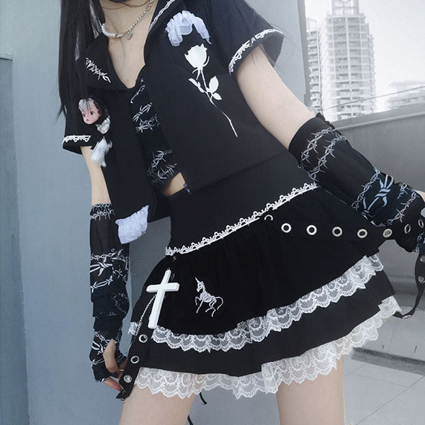 Two Dark Lovers Lace Skirt